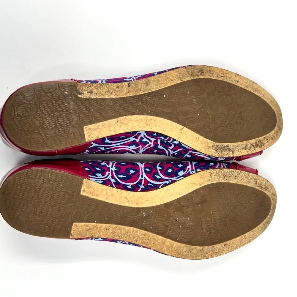 Coach Women's Remmi pink and blue patterned buckle ballet flats size 9.5 B - Picture 7 of 11